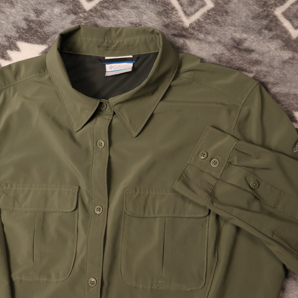 Columbia Silver Ridge Lite Long Sleeve Shirt Olive Green Womens Large XK7872
